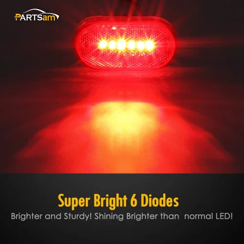 Miniatura 4 de Partsam 2 lámparas de luz LED oblongas de 4 pulgadas con lente reflejo [certificado DOT], montaje en superficie de caravana, rectangular, Rojo