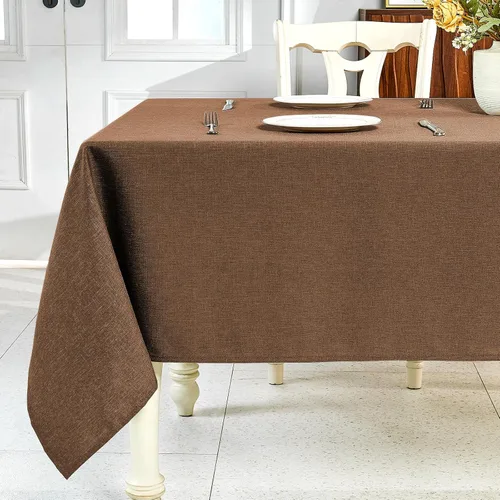 Miniatura 10 de IVAPUPU Mantel de Lino Texturizado para Mesa Rectangular - Mantel de Tela Impermeable Rectangular Sin Arrugas Limpiable Cubierta de Comedor