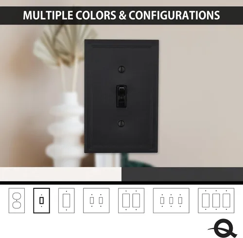 Miniatura 6 de Questech Cubiertas de interruptor de luz, placas aisladas de pared de palanca única para enchufes eléctricos, placas de interruptor único de 1