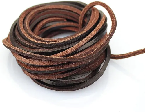 Miniatura 11 de (TM) Cordón de cuero genuino plano de 3 mm para trenzado, negro (5 yardas)
