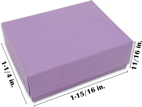 Miniatura 2 de TheDisplayGuys - Paquete de 100 cajas de cartón rellenas de algodón #10 para joyas, color morado lavanda (1.9 x 1.3 x 0.7 pulgadas), para envío