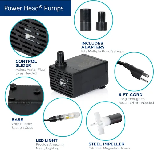 Miniatura 4 de Bomba de Fuente Sumergible Alpine Corporation de 120 GPH con Luz Halógena de 5W para Fuentes Exteriores, Bebederos de Aves, Estanques