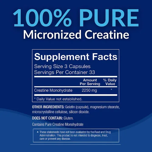 Miniatura 3 de BODYTECH Cápsulas de Monohidrato de Creatina - Micronizadas para Máxima Absorción - Respalda la Fuerza y el Poder Muscular - Forma Conveniente