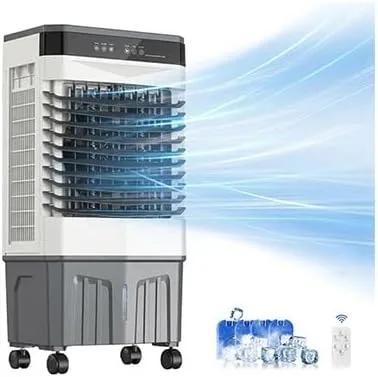 Miniatura 10 de Auertech Enfriador de aire evaporativo, enfriador de pantano de 1800 CFM con tanque de agua de 5.3 galones y 6 paquetes de hielo, 3 modos y 3 Gris