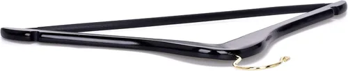 Miniatura 7 de Perchas de madera negras de calidad, juego de 30 perchas ligeramente curvadas, perchas de madera maciza con elegantes ganchos cromados, perchas