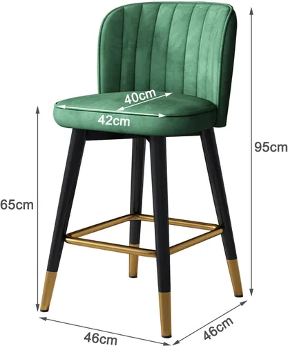 Miniatura 3 de Taburetes de bar giratorios de terciopelo con respaldo para isla de cocina, comedor y sillas tapizadas para bar en casa. Verde