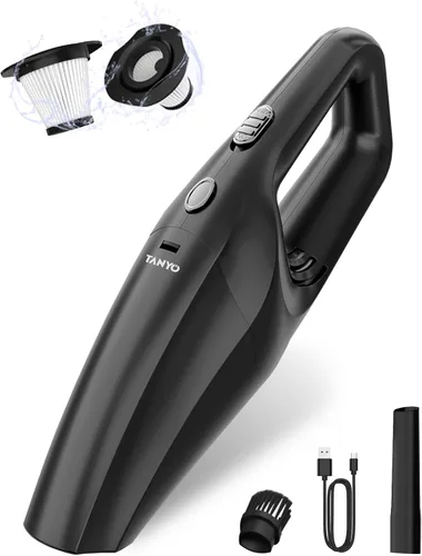 TANYO Aspiradora de mano inalámbrica para automóvil, aspiradora portátil con succión de alta potencia, aspiradora de mano recargable, mini mano para