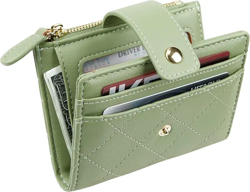 Miniatura 69 de Cartera de cuero para mujer, pequeña, compacta, plegable, con bolsillo para monedas con cremallera