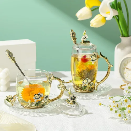 Miniatura 4 de Tazas de té elegantes con flores, tazas de café con tapa, regalo del día de la madre, regalos de cumpleaños para mujeres, regalos del día de San