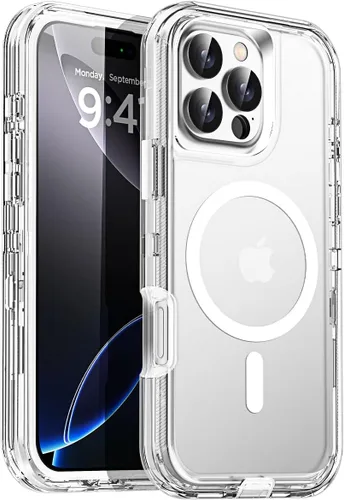 Miniatura 13 de AICase Funda transparente para iPhone 16e/13/iPhone 14, compatible con MagSafe 3 en 1, resistente protección contra caídas, cuerpo completo, a