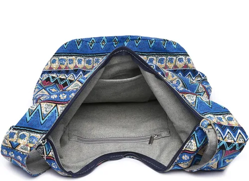 Miniatura 70 de Bolsa de hombro para mujer, de lona en estilo hippie/bohemio para llevar cruzada al hombro, disponible en diferentes colores y estampados