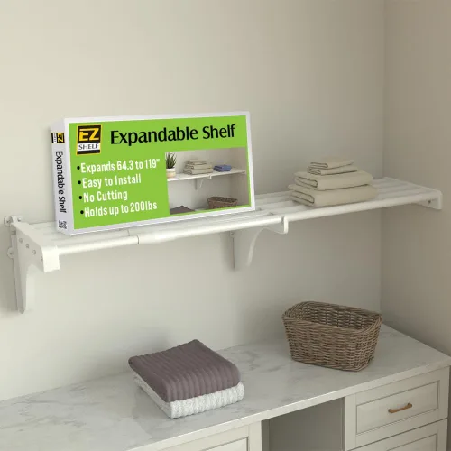 Miniatura 9 de EZ Shelf -Estante extensible para armario (sin barra para colgar) - 41.5 - 74 pulgadas -Blanco- Fácil de instalar en 1 pared lateral y pared trasera