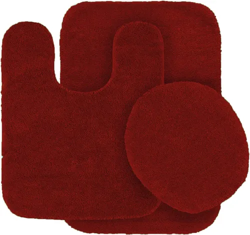 Miniatura 3 de Juego de 3 alfombras de baño Angela de color sólido antideslizantes y suaves., Negro