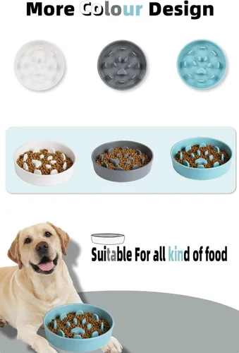 Miniatura 6 de Ceramic Fun - Cuenco de alimentación lenta de porcelana, cuenco de comedero lento para perros medianos (turquesa)