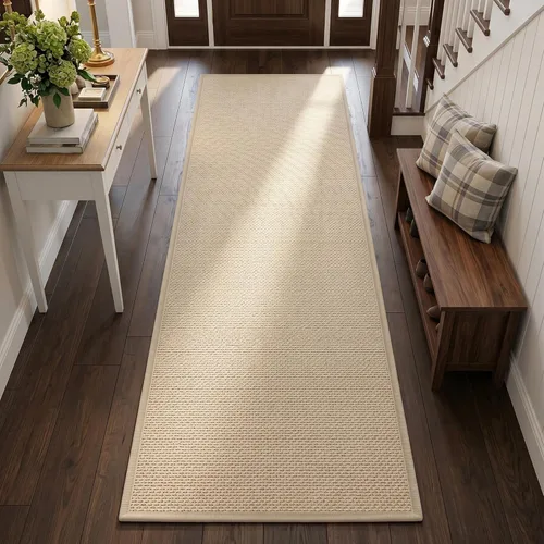 Miniatura 50 de GOYLSER Alfombras de yute de 15 pies para pasillo, alfombra de cocina, antideslizante, lavable, absorbente, alfombra de pasillo color beige