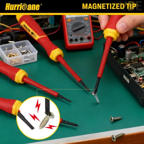 Miniatura 6 de HURRICANE Juego de destornilladores de precisión aislados de 6 piezas, destornilladores eléctricos pequeños certificados VDE de 1000 V con puntas