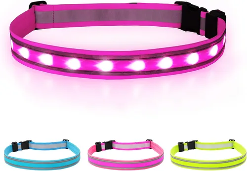 Miniatura 9 de BSEEN Cinturón LED para correr, cintura LED reflectante recargable por USB, cinturón de luz de seguridad intermitente para corredores, corredores