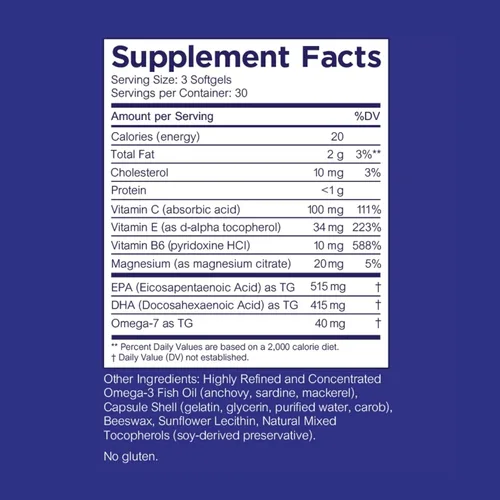Miniatura 5 de Aceite de pescado triglicérido Omega 3 para ojos saludables, apoya la salud de los ojos con ingredientes óptimos, fácil de tragar, sin erupciones