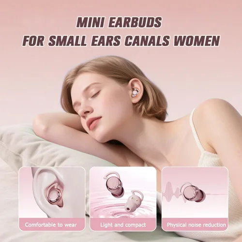 Miniatura 3 de Yihou Audífonos invisibles pequeños para dormir, color rosa, inalámbricos, Bluetooth, cómodos, para dormir de lado, pequeños, pequeños, discretos