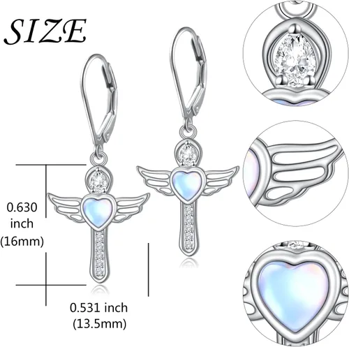 Miniatura 30 de Aretes colgantes de filigrana de plata de ley 925, margarita, loto, flor de rosa, piedra lunar, lágrima para mujer, nudo celta infinito, margarita