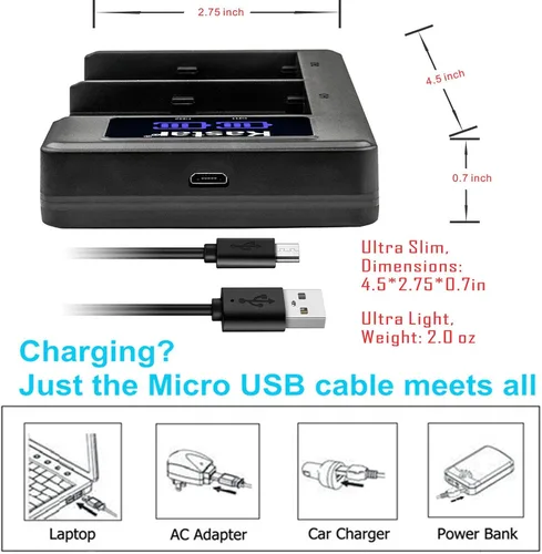 Miniatura 3 de Kastar Paquete de 3 baterías LP-E6 y cargador USB LKD2 de repuesto para Canon LP-E6, LP-E6N, LP-E6NH, LP-E6N Pro batería, Canon LC-E6, LC-E6E