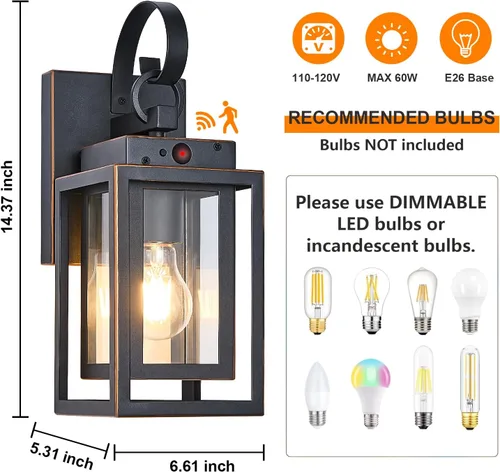 Miniatura 5 de Paquete de 2 luces de pared para exteriores con sensor de movimiento