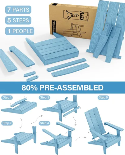 Miniatura 7 de YEFU Adirondack Sillas plegables de gran tamaño: capacidad de peso de 400 libras, sillas Adirondack de plástico, respaldo alto, modernas como