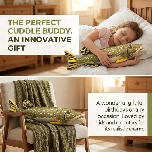 Miniatura 4 de Simulation Northern Pike - Juguete de peluche de 18.5 pulgadas de profundidad realista de animales del océano de Pike, muñecos de peluche súper