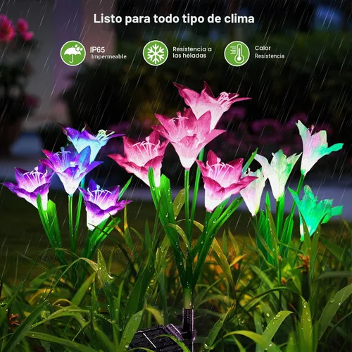 Miniatura 4 de WdtPro - Luces solares decorativas para jardín al aire libre, paquete de 6 unidades, luces solares impermeables para jardín con 24 flores de lirio