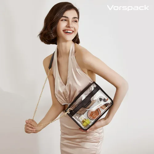 Miniatura 3 de Vorspack Bolso transparente aprobado para estadios, bolsa transparente para mujer, bolsa cruzada transparente para eventos deportivos, conciertos
