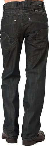 Miniatura 2 de Level 7 Jeans relajados y de pierna recta para hombre con corte de bota y bolsillo con cremallera