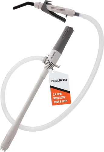 Miniatura 10 de DEWAY - Bomba automática de transferencia de combustible pequeña de 15 pulgadas con parada automática, potente alimentación por batería tipo D
