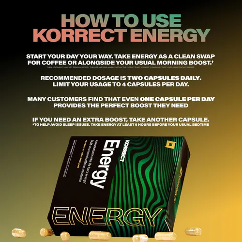 Miniatura 4 de Korrect Energy - Suplemento de paraxantina Energía limpia y apoyo de enfoque Alternativa de cafeína para claridad mental y resistencia sin