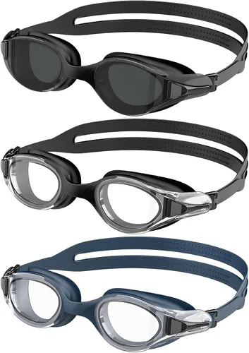 Miniatura 10 de NSSIW Gafas de natación para adultos: gafas de piscina para hombres y mujeres con protección UV400 antivaho sin fugas, paquete de 3