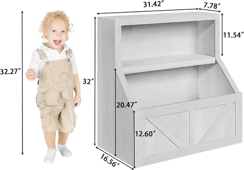 Miniatura 2 de IDEALHOUSE Estantería para niños, almacenamiento de juguetes, armario de madera para niños pequeños con organizador de almacenamiento, cubos grandes