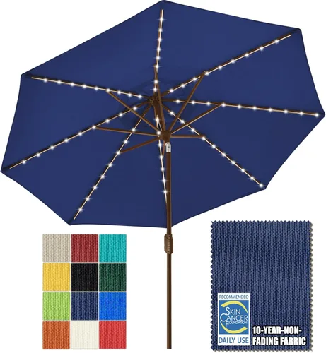 Miniatura 45 de EliteShade - Sombrilla solar de 9 pies / 2.74 metros, con 80 luces LED para patio, mesa al aire libre, con ventilación y cubierta que no se decolora