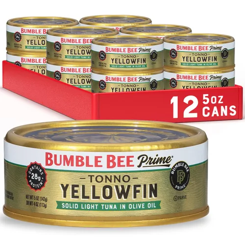 Miniatura 19 de BUMBLE BEE Atún blanco sólido de primera calidad en agua, bajo en sodio, atún enlatado, alimento rico en proteínas, lata de 5 onzas