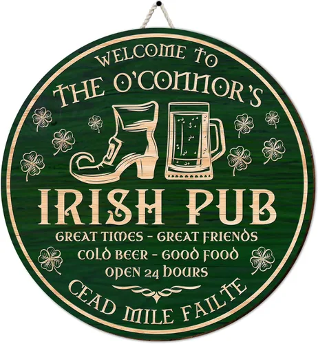 Miniatura 21 de ARTSY WOODSY Letrero de madera de pub irlandés personalizado (no tallado real), decoración del día de San Patricio, accesorios de placa de arte