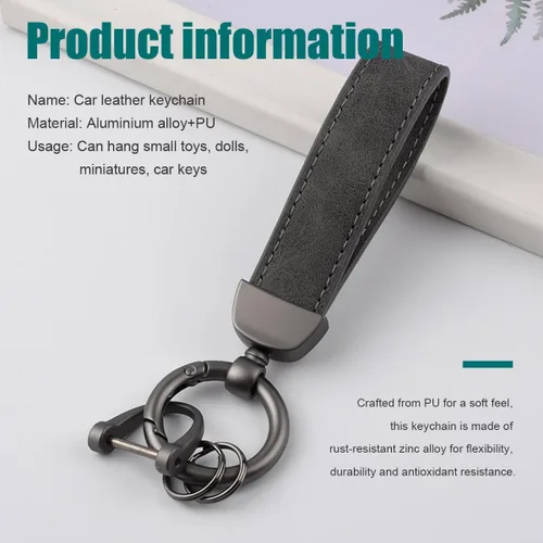 Miniatura 4 de Kewucn Llavero de Cuero Genuino para Automóvil, Portallaves Universal de Metal Resistente para Automóvil con Anillo en D Antipérdida para Hombres