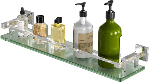 Miniatura 18 de Alise Estantes de baño, estante de vidrio dorado para baño, estantes flotantes modernos, 20 pulgadas Dorado y Negro
