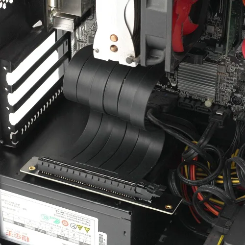 Miniatura 4 de Gaming PCIe 3.0 16x PCI-E Cable de extensión elevador Soporte de montaje en GPU Gráficos Tarjeta de cable flexible vertical 90 grados 7.9 in