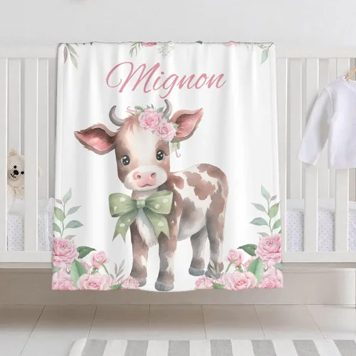 Miniatura 10 de Manta de bebé personalizada con nombre – Manta de león para niños pequeños, bebés, niños, ducha, recién nacidos – Cochecito de bebé, decoración