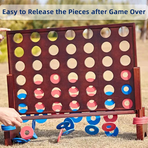 Miniatura 7 de SpeedArmis Juego gigante de madera 4 en una fila: divertidos juegos de mesa para interiores y exteriores para adolescentes, incluye 42 dados y bolsa
