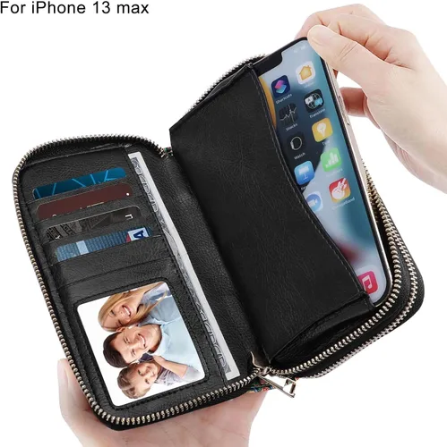 Miniatura 2 de HAWEE Cartera de teléfono celular para mujer con doble cremallera y correa de muñeca extraíble