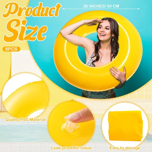 Miniatura 2 de Gemscream Flotador inflable grande de piscina de 36 pulgadas, flotadores de piscina para adultos, tubo inflable para vacaciones de verano, playa