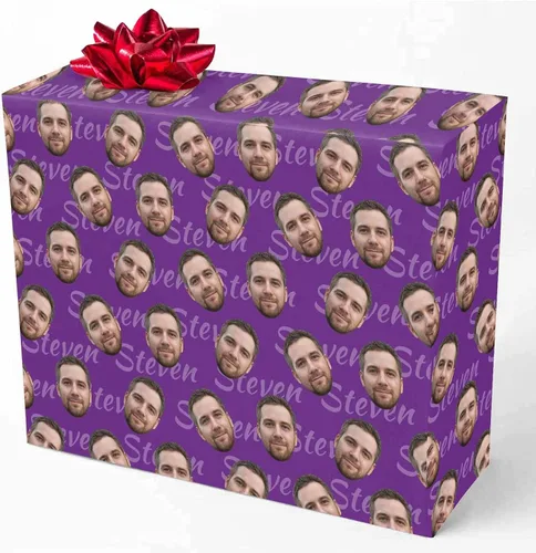 Miniatura 24 de M YESCUSTOM Papel de regalo con fotos personalizadas, papel de regalo para el Día de la Madre, Día del Padre, cumpleaños, Navidad