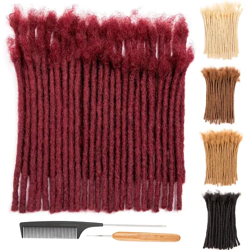 Miniatura 40 de DAIXI 0.2cm y 0.4cm y 0.6cm y 0.8cm de grosor 4-18 pulgadas 10 hebras extensiones de rastas de cabello humano 100% real para hombres/mujeres