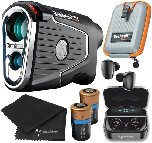 Miniatura 4 de Bushnell PRO X3 / Pro X3+ Plus - Telémetro láser avanzado de golf con funda de transporte incluida, mosquetón, paño para lentes y paquete de 4U