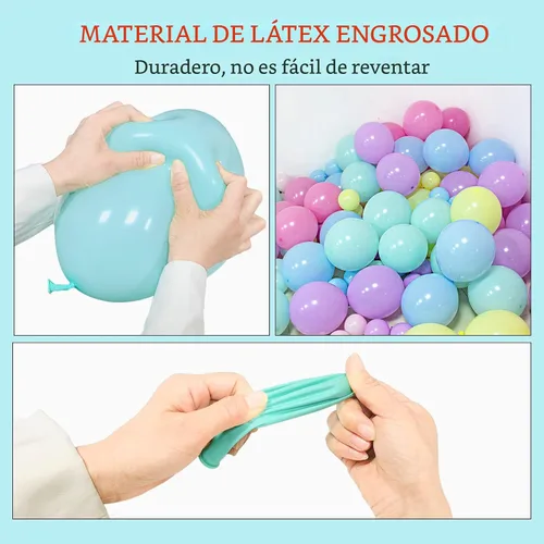 Miniatura 4 de Kit de Arco de Guirnalda de Globos Arcoíris de 219 Piezas Globos de Látex de Diferentes Tamaños Globos de Fiesta Pastel Surtidos Arco de Globos