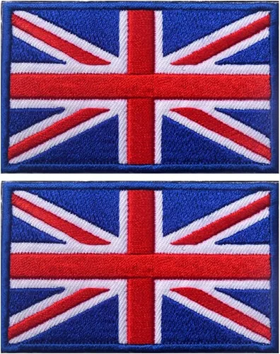 2 parches tácticos bordados de la Gran Unión Británica de Reino Unido, bandera de Inglaterra del Reino Unido, emblema para coser en la moral, Azul